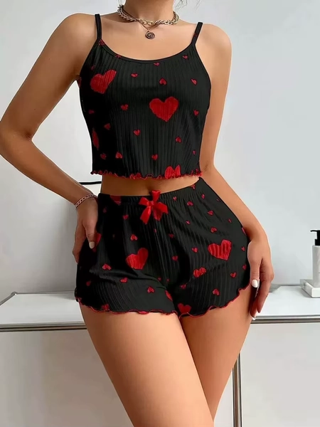 2 Pieces Set Women'S Pajama Shorts Suit Homewear Print Underwear Pijama Sexy Lingerie Camisoles Tanks Nighty Ladies Sleepwear - AliExpress 200574005