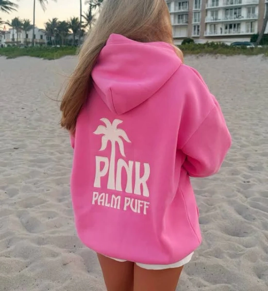 Pink Palm Puff Classic Puff Hoodie