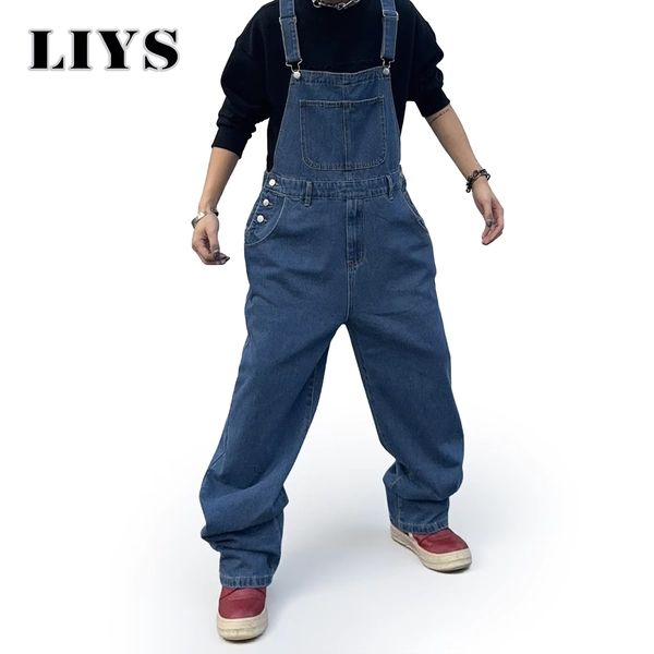 Overalls for Men Denim Suspenders Simple Baggy Jeans Men's Street Casual Solid Mid Waist Loose Washed Jumpsuits Length Tracksuit - AliExpress 200000343