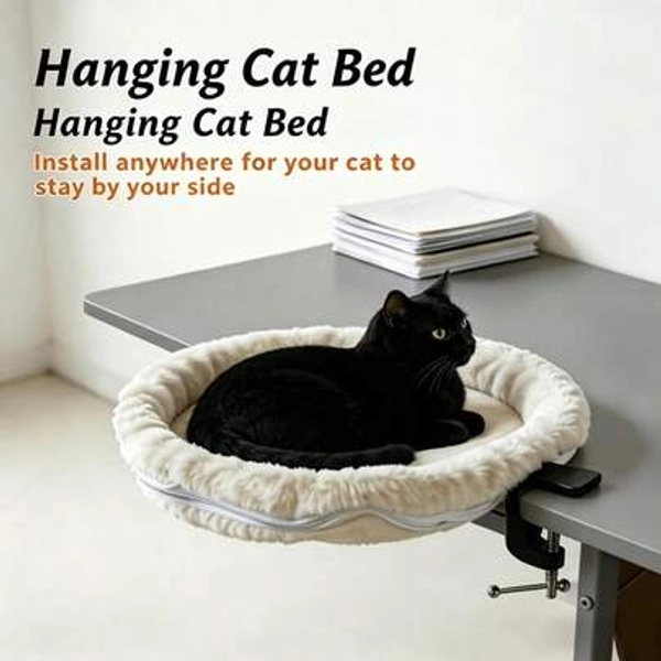 Plush Cat Hammock, Pet Bed, Cat Table Bed, Round Table Cat Bed, Cat Hammock, Desk Cat Bed, Foldable Computer Desk Cat Bed