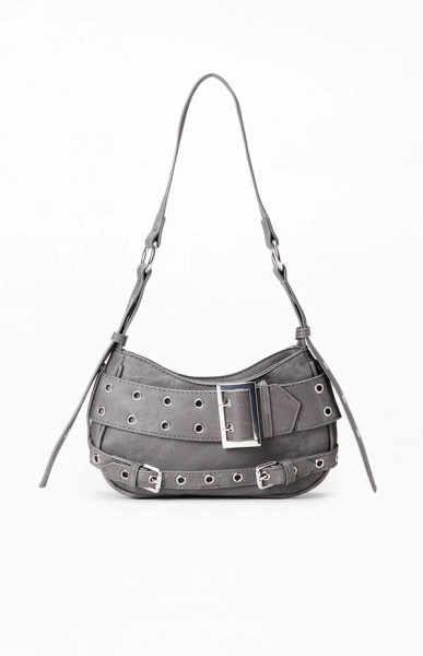 Denim Grommet Shoulder Bag