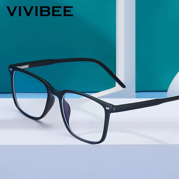 VIVIBEE 스퀘어 블루 라이트 차단 남자 안경 게임 TR90 매트 블랙 안티 레이 안경 컴퓨터 투명 패션 안경 - AliExpress 