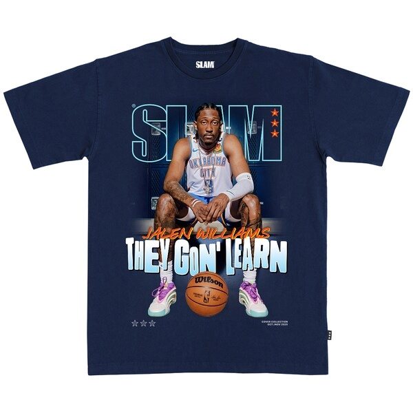 Unisex Oklahoma City Thunder Jalen Williams SLAM Navy October/November 2025 Cover T-Shirt
