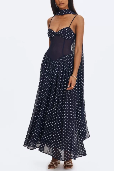 Miss Circle Juliette Polka Dot Chiffon Maxi Dress