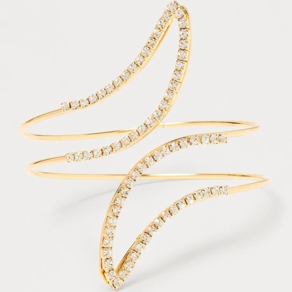 Fashion Nova Crisp Shine Rhinestone Arm Cuff Bracelet in Gold