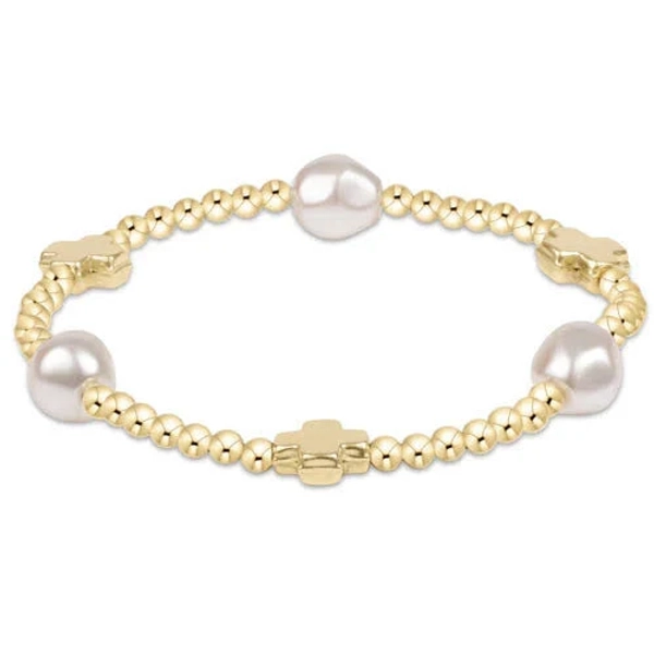 enewton Signature Cross Admire Pearl Pattern 3mm Bead Bracelet