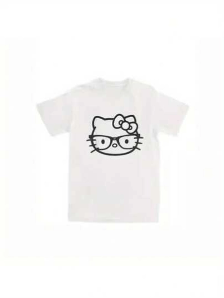 SANRIO Women's Short-Sleeved Crew Neck Casual T-Shirt With  Print. Made Of Pure Cotton. Machine Washable. Suitable For All Seasons. Summer Wear. Fun, Sexy, Avant-Garde And Personalized Design. Opaque Fabric. - Size XXXL