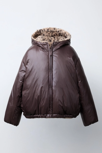 REVERSIBLE FAUX FUR ANIMAL PRINT JACKET