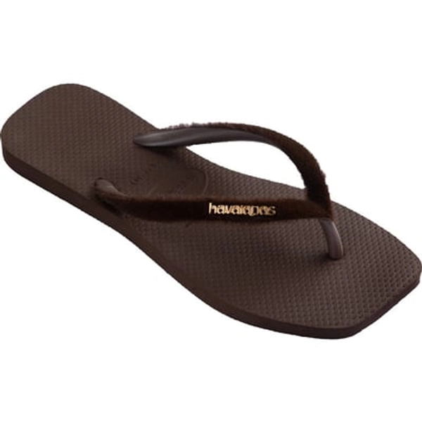 Havaianas Slim Square Plush Flip Flop in Dark Brown at Nordstrom, Size 9