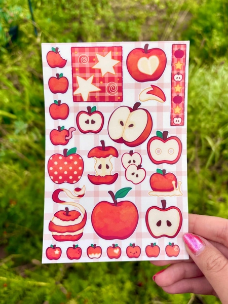 Whimsical 4x6 Apple Sticker Sheet