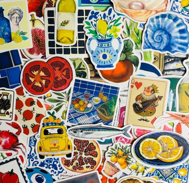 Mediterranean Themed, Food, Kitchen, Aesthetic Stickers Pack of 10, 20 or 50 for Planners, Decorations, Rewards, Party Supplies, Gifts