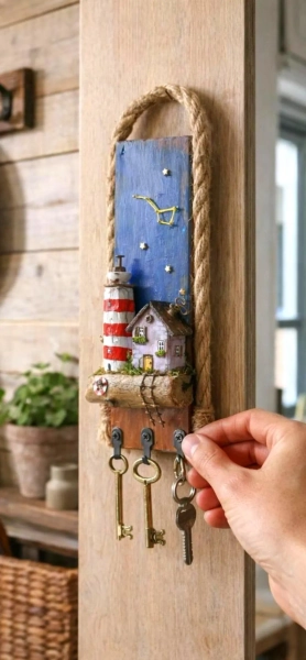 Nautical Key Holder for Wall, Driftwood Key Rack With Rope, Rustic Beach House Decor, Maritime Wooden Key Hook, Star Wall Decor - Etsy Sweden