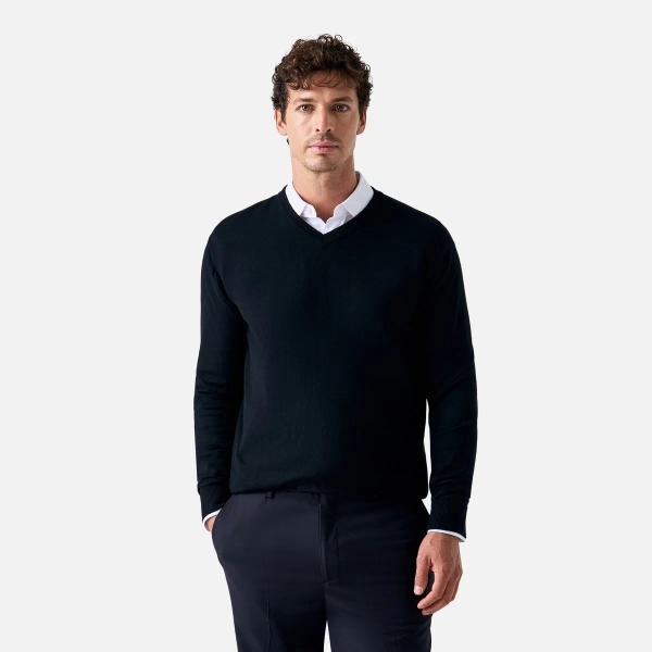 Suéter Merino Gola V Preto Masculino