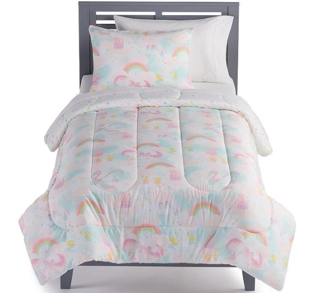 The Big One Kids Avery Unicorn Reversible Comforter Set with Shams, Twin