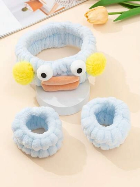 1pc Cute & Quirky Hair Band + 1 Pair Wristbands Home Bathroom Decor Fall Decor Back To School