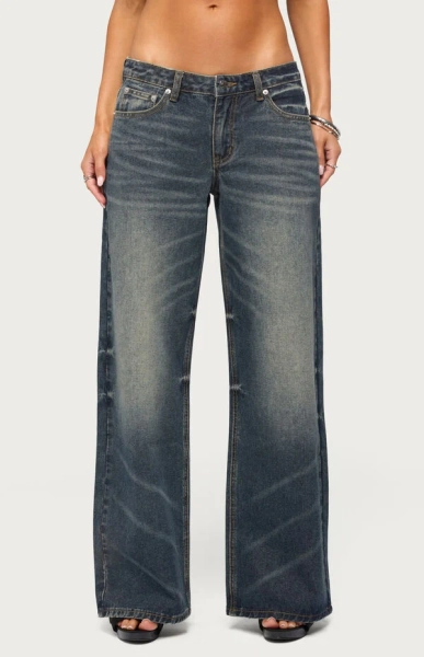 Raelynn Washed Low Rise Baggy Jeans