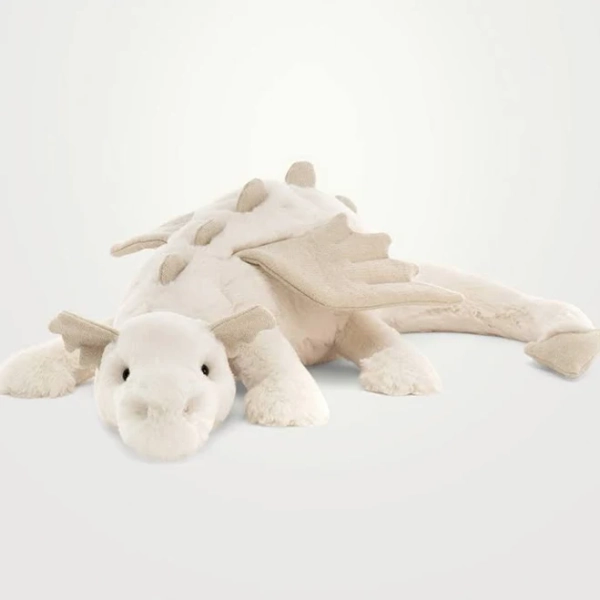 Offiziell Jellycat Personalised Snow Dragon Huge | Weiß | Bestes Geschenk | Alle Stofftiere | Weicher Teddybär | Kuscheliges Stofftier | Niedlich und