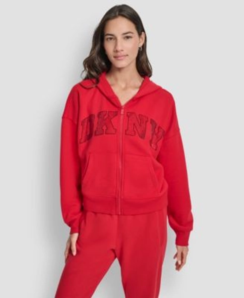 Women's Exploded Rhinestone Varsity Logo Full-Zip Hoodie