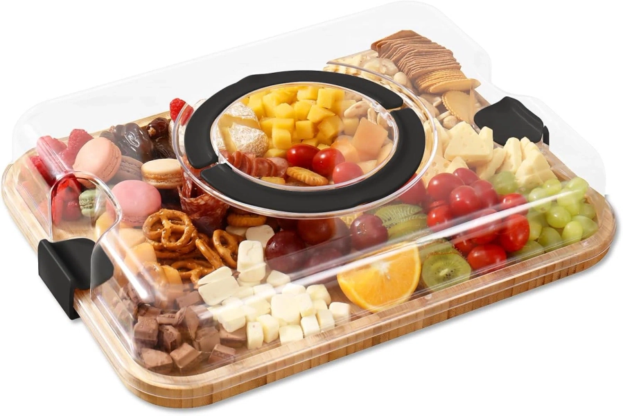 Wayfair Cutting Board - Charcuterie Boards With Lid, Portable Cutting Boards For Kitchen, Bamboo Cheese Board For Snack, Charcuterie (1 Compartment Cream) | Wayfair