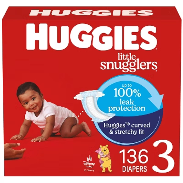 Huggies Little Snugglers Diapers - Size 3 - 136ct