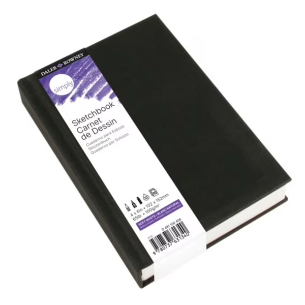 Daler-Rowney Simply... Sketchbook, Soft White, (65lb/100g), Hardcover Binding, 110 Sheet, 4" x 6"