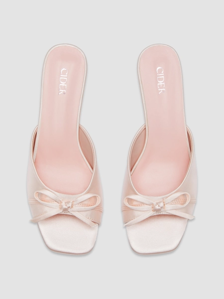 BOWKNOT SATIN HEELS For Daily Casual Date