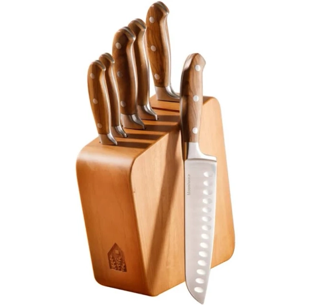 Bloomhouse 7 Piece Italian Olive Wood Knife Block Set