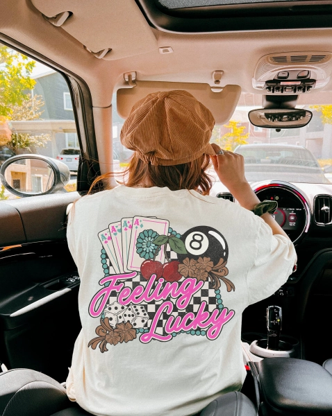 Comfort Colors Feeling Lucky Graphic Tee Retro Western Rodeo Shirt Oversized Country Outfit Aesthetic Gift For Friend Concert Tee
