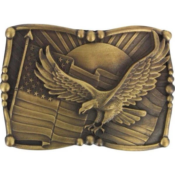 Cody James Men's Antiqued American Flag and Eagle Belt Buckle