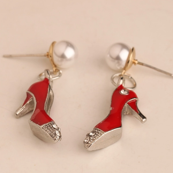 1 Pair of Charming Alloy Glazed High-heel Shoe-shaped Stud Earrings for Women, Suitable for Daily Wear
