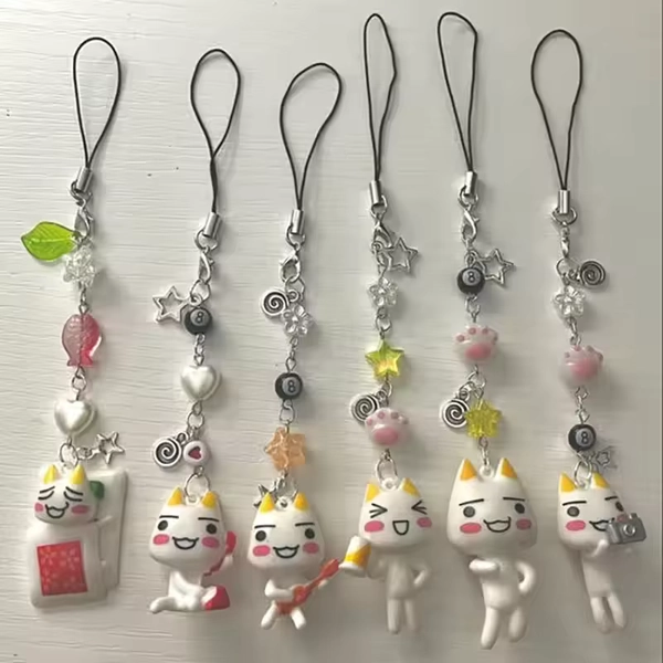Handmade Toro Cat Phone Charm Anime Keychain Kawal Animal Gotochi Keychain Lapanese Jewelry Cute 3D Y2k Jewelry