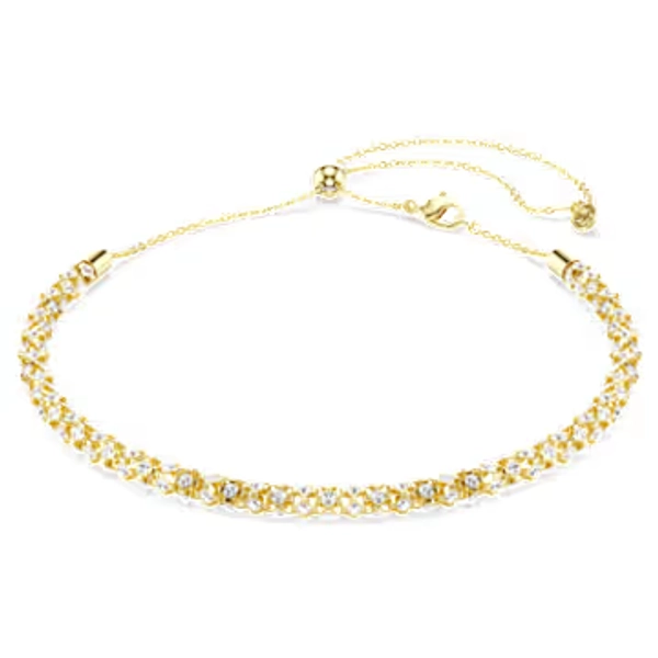Dextera necklace, Round cut, White, Gold-tone finish