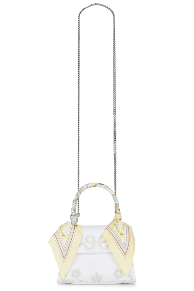 self-portrait Cream Linen Yellow Floral Mini Bag in Cream | REVOLVE