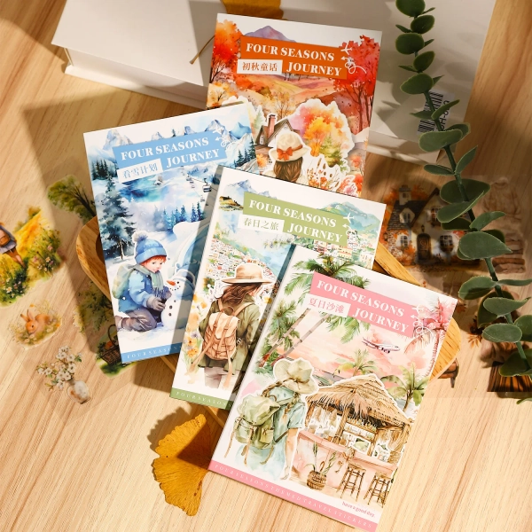 Journalsay Four Seasons Journey Series Vintage Travel Character Landscaping PET Sticker Book