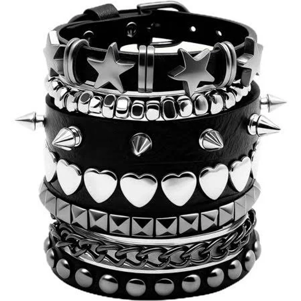 5 count Punk Bracelets, Rock Style Emo Bracelets, -hop Studded Bracelet Goth Bracelets Punk Studded Bracelet Bracelet Grunge Alternative Bracelet