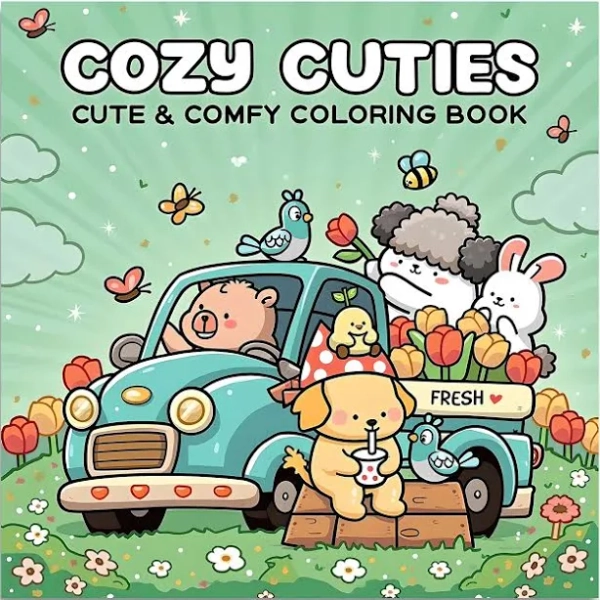 COZY CUTIES Bold-easy Patterns Coloring Book for Adults Cute Drawing Book Perfect Gift for Party and
