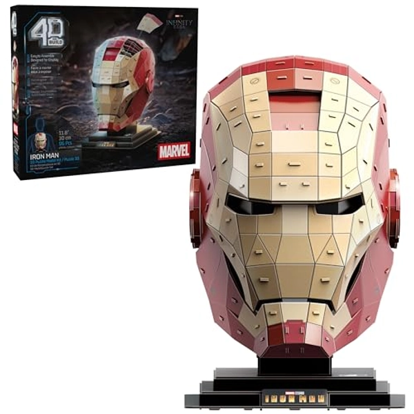 4D Build, Marvel Iron Man 3D Puzzle Model Kit with Stand 96 Pcs | Iron Man Helmet Desk Decor | Building Toys | 3D Puzzles for Adults & Teens 12+