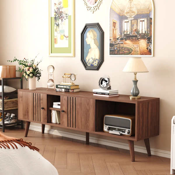Delanie TV Stand for TVs up to 65'',Entertainment Center Sliding Door