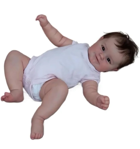 Lifelike Reborn Baby Doll Full Body Silicone Realistic Smile Newborn Girl Dolls Rooted Hair Visible