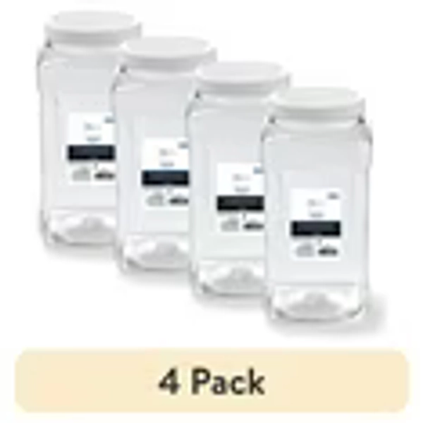 (4 pack) Mainstays 4-Quart Clear Plastic Canister with White Twist-Top Lid (1 Each) 5.83" x 5.16" x 10.20", Well Suited to Pantry Organization and Food Storage