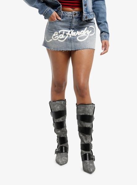 Ed Hardy Dragon Denim Mini Skirt