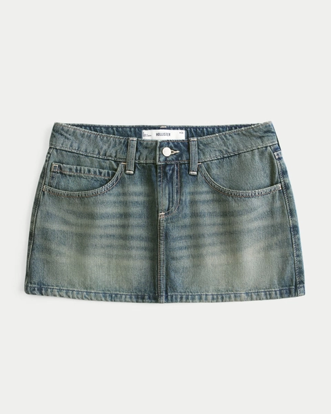Low-Rise Denim Mini Skirt