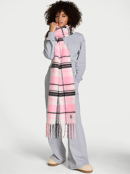 Pretty Blossom Pink Tartan Cosy Blanket Scarf