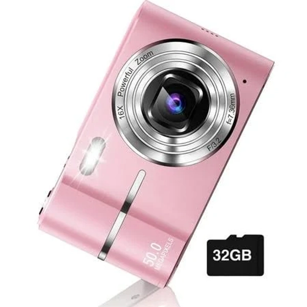 Digital Camera, FHD 1080p Camera, Digital Point and Shoot Camera with 16X Zoom Anti Shake, Compact Small Camera for Boys Girls Kids, Black