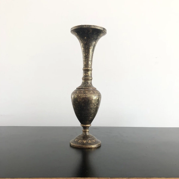 Vintage Engraved Brass Vase: Exotic Indian Decor - Etsy Australia