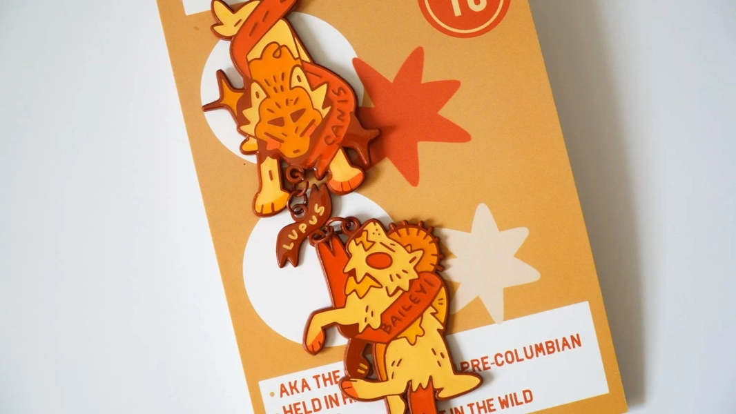 mexican wolves chain enamel pins
