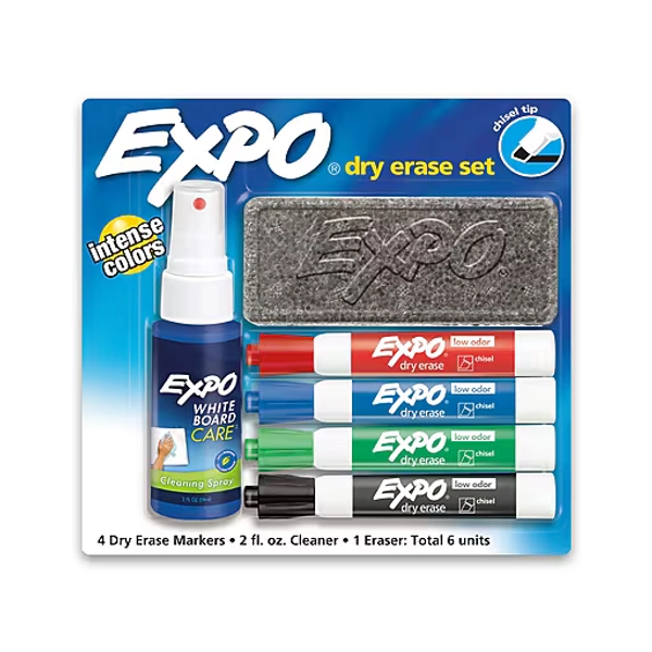 Expo Tank Dry Erase Marker, Chisel Tip, Assorted Colors, Starter Set/Kit (80653)