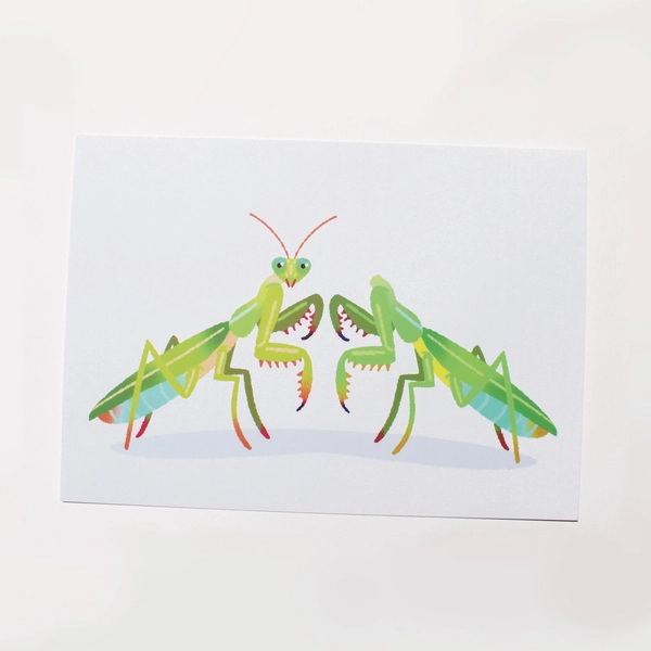 Mantis Lovers Postcard Print | Bug Insect Cardstock Print
