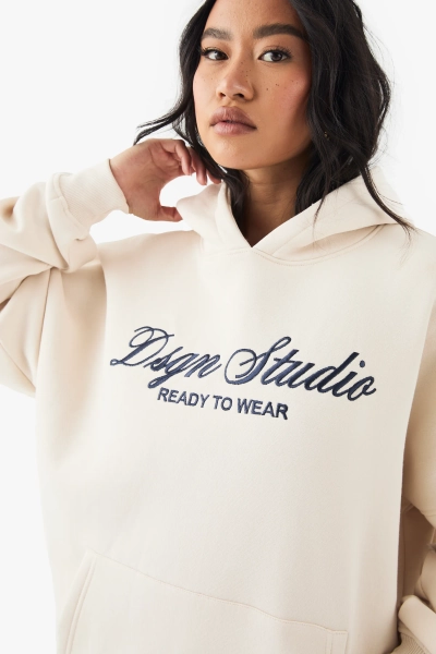 DSGN Studio Embroidered Script Oversized Hoodie