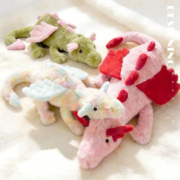 Adorable Jellycat Cartoon Hot Flying Matcha Dragon Plush Toy With Wings Blue Pink Long cotton candy